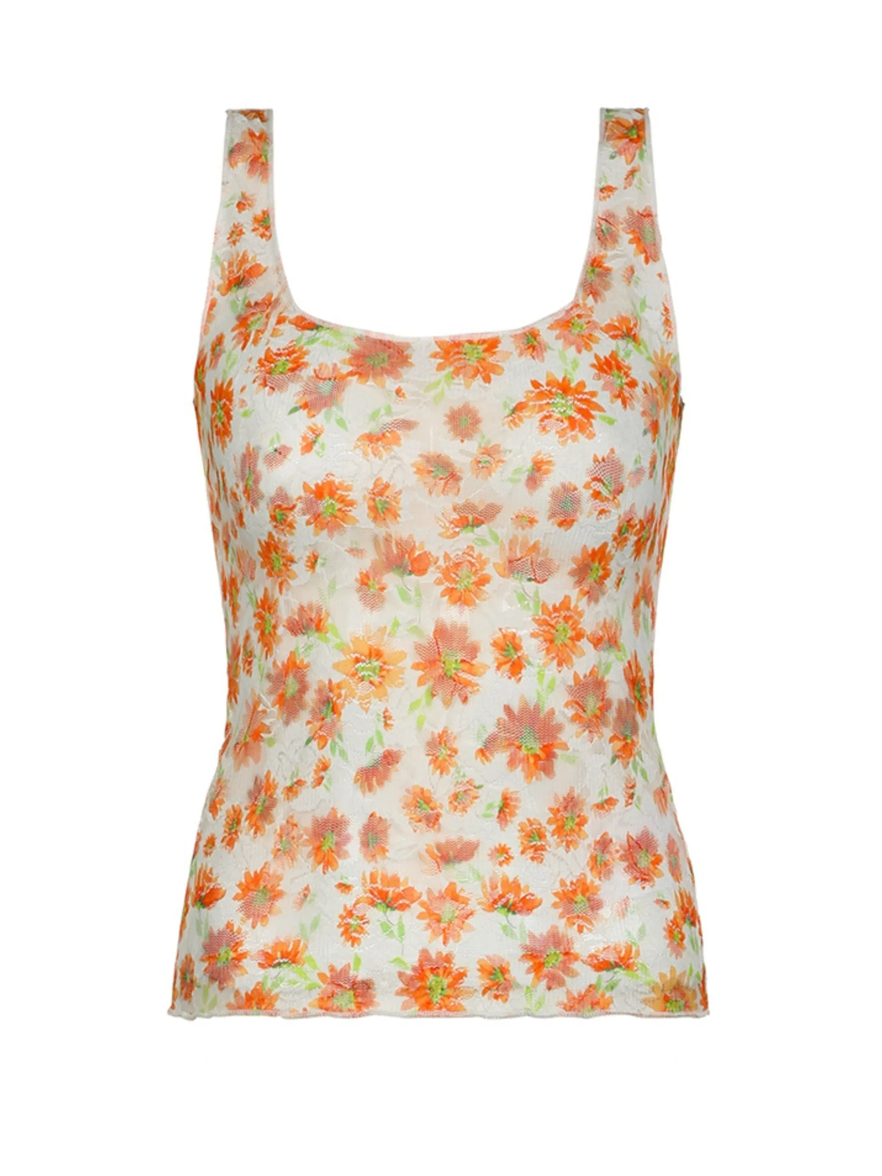 Arely Floral Print Mesh Top