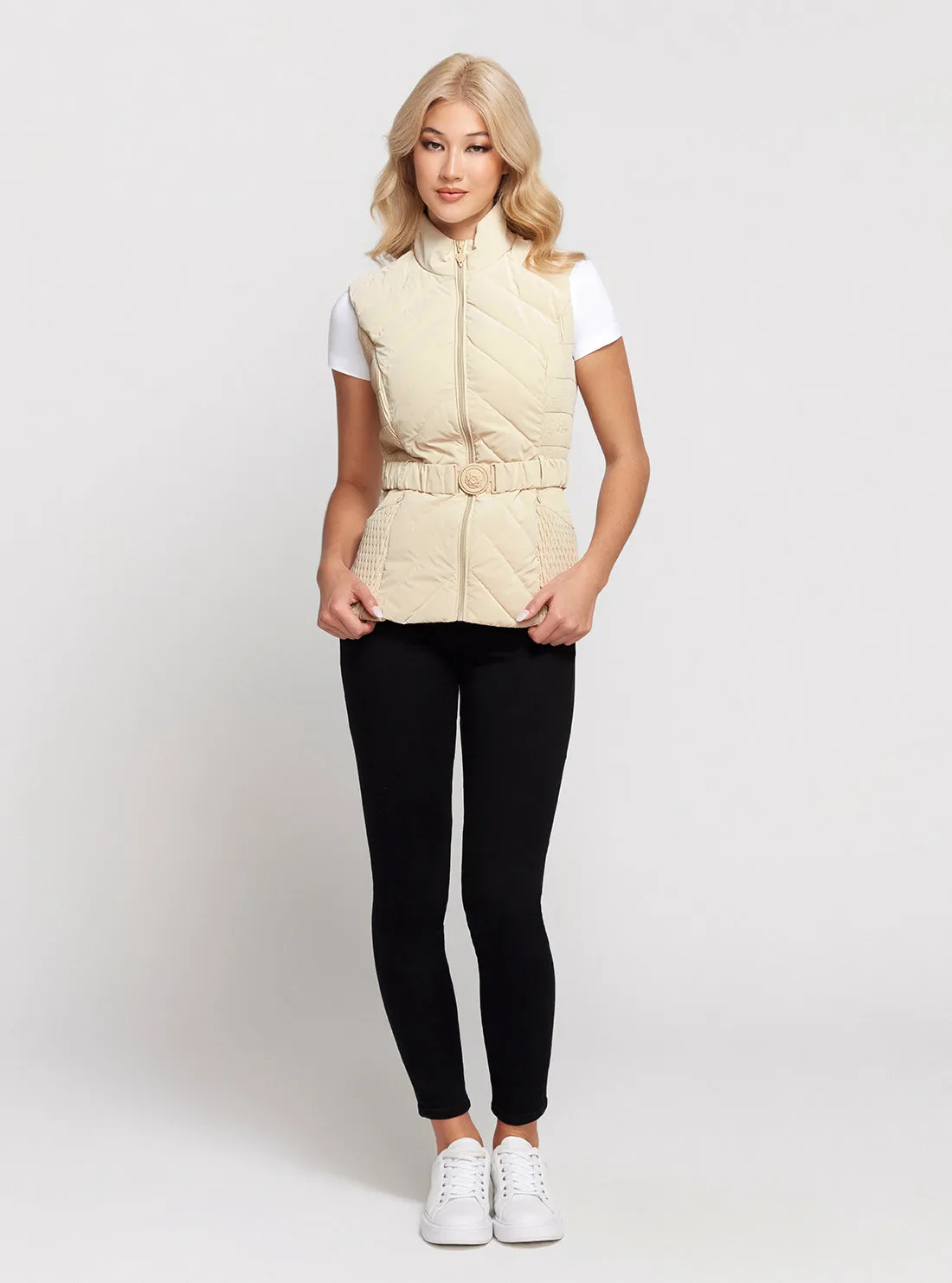 Beige Cassandra Belted Vest