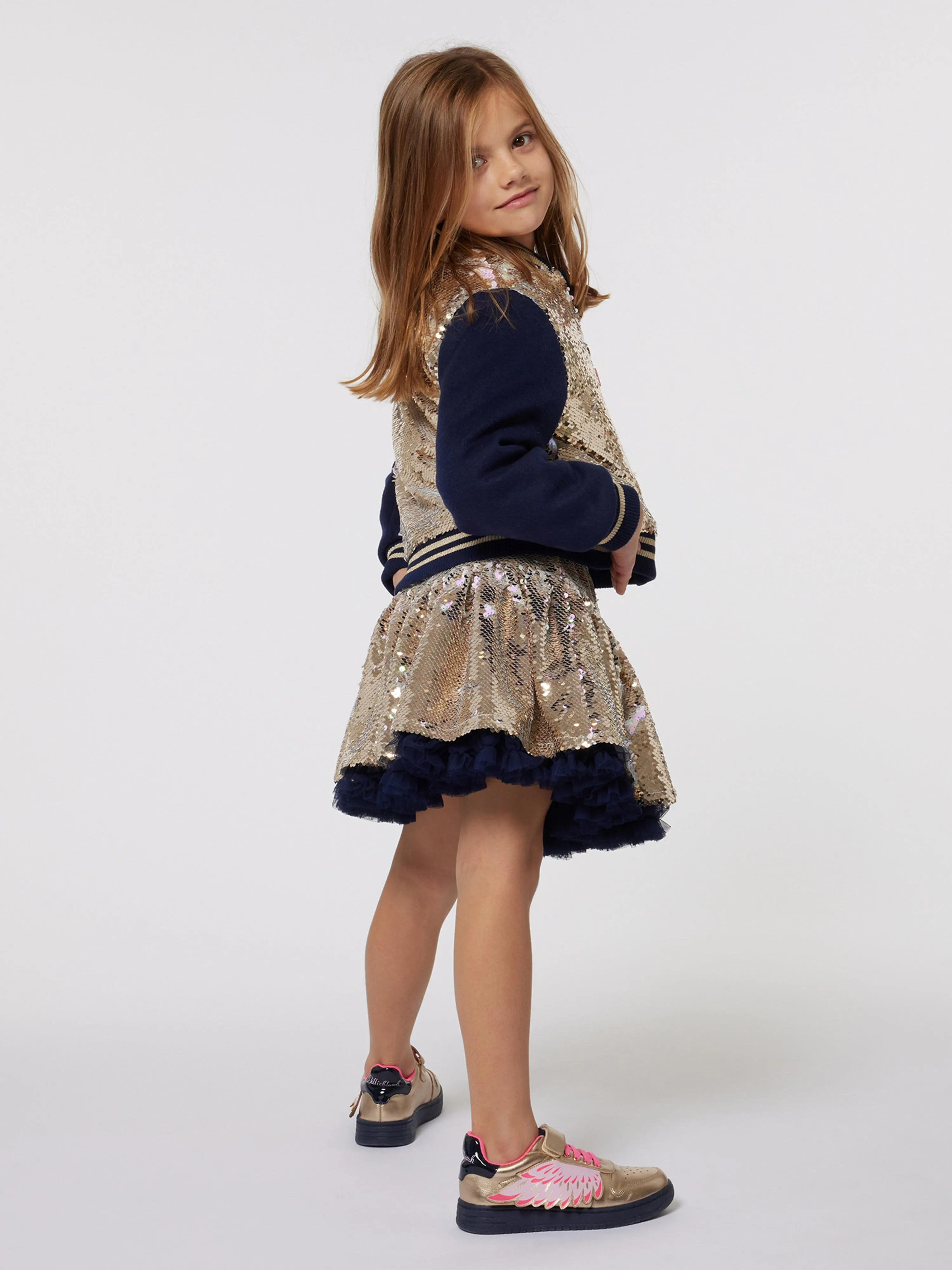 Billieblush Girls Sequin Skirt in Gold