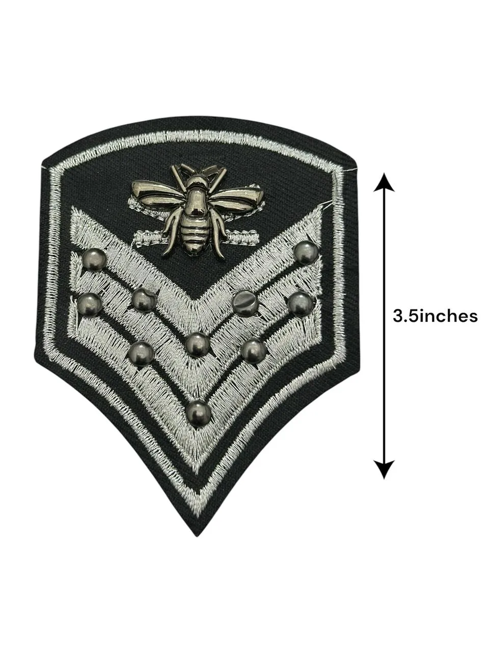 Black & Silver Gray Embroidery Patch With A Bee