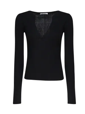 Black Wool and Silk Blend Sweater