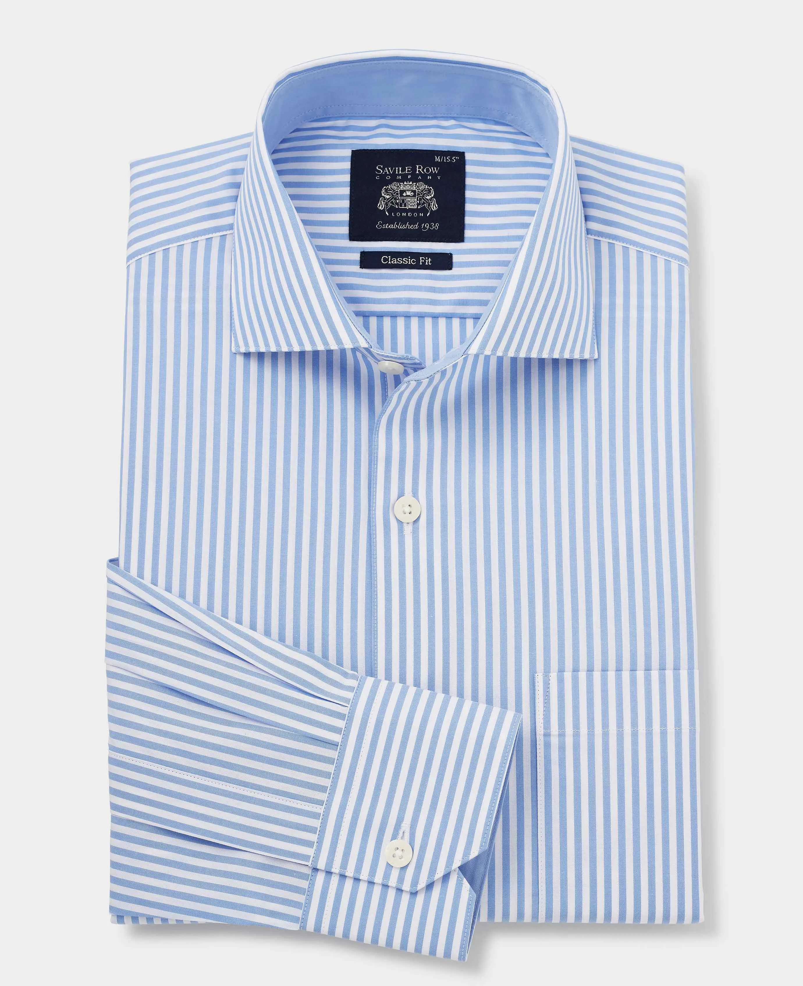 Blue Cotton Bengal Stripe Classic Fit Smart-Casual Shirt - Single Cuff