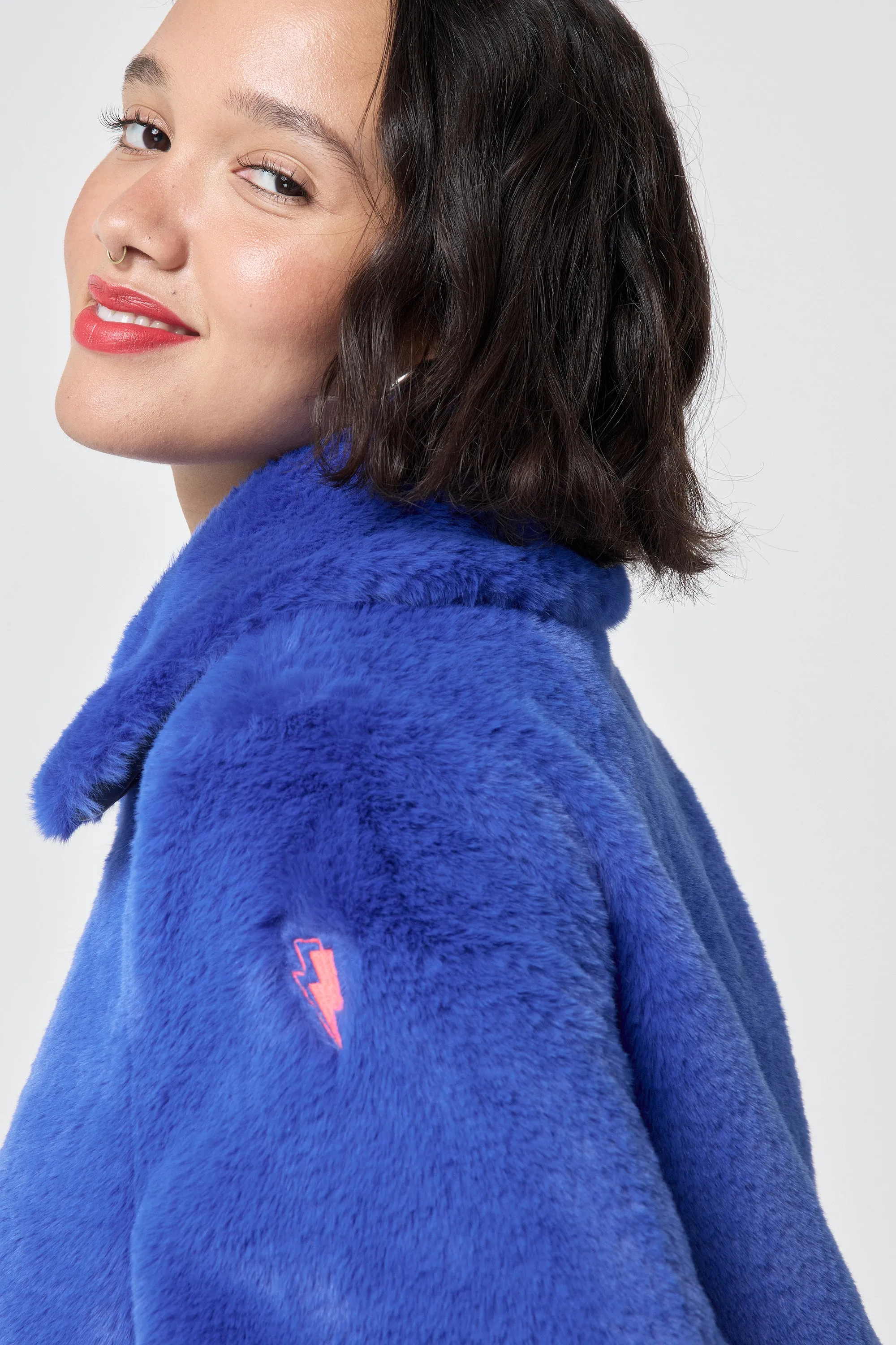 Blue Faux Fur Jacket