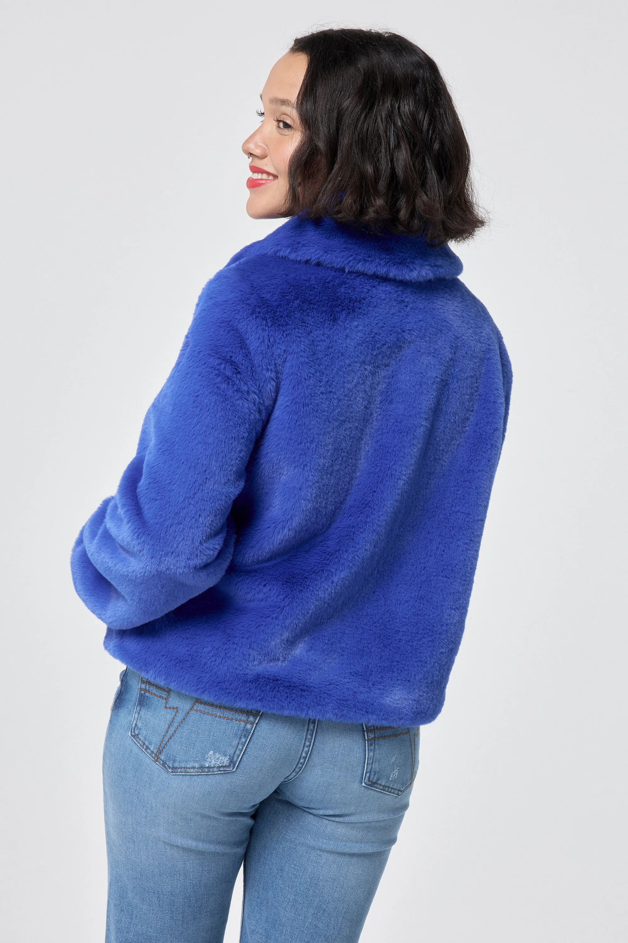 Blue Faux Fur Jacket