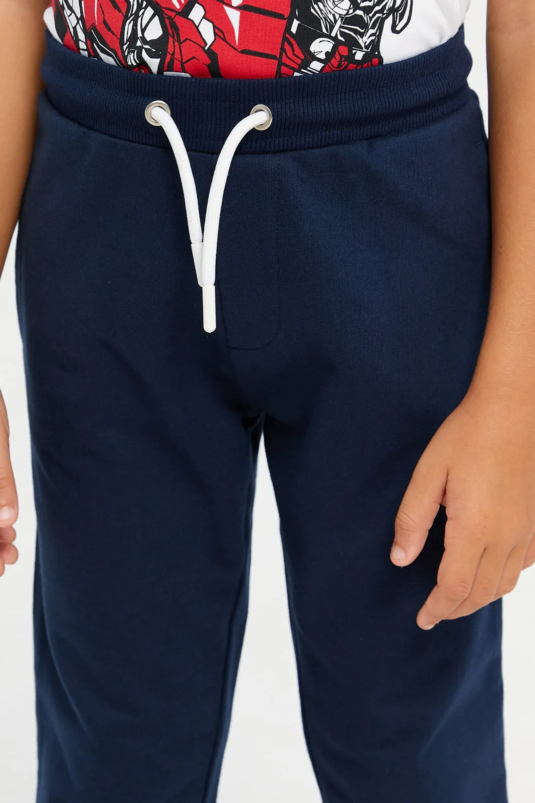 Boys Navy Solid Active Pants (Pack of 2)