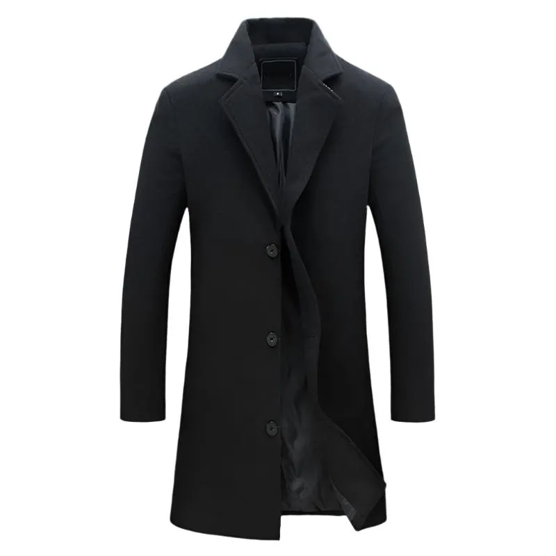 BRADFORD Design Collection Men's Fashion Royal Blue Premium Quality Long Wool Blend Solid Coat