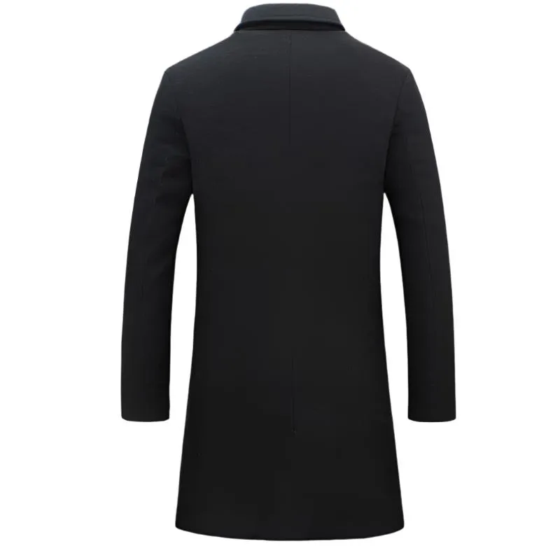 BRADFORD Design Collection Men's Fashion Royal Blue Premium Quality Long Wool Blend Solid Coat