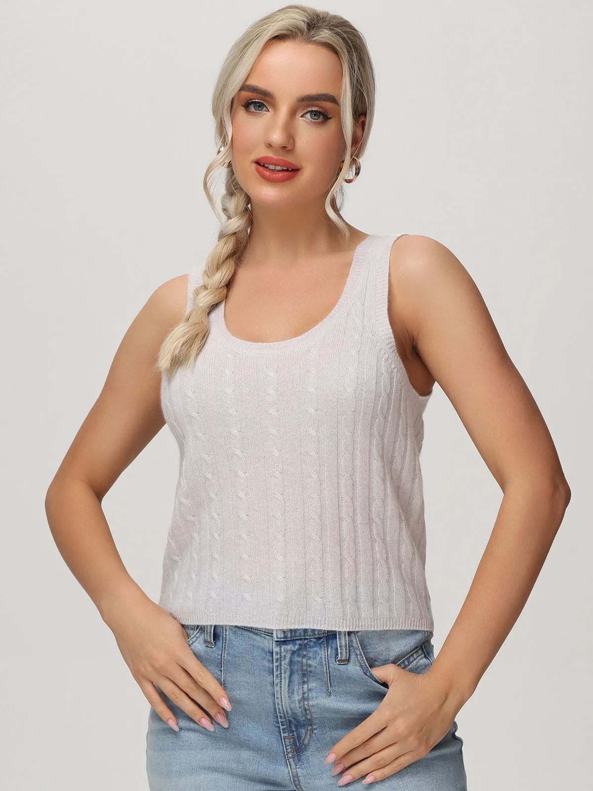 Cashmere Cable Crop Tank