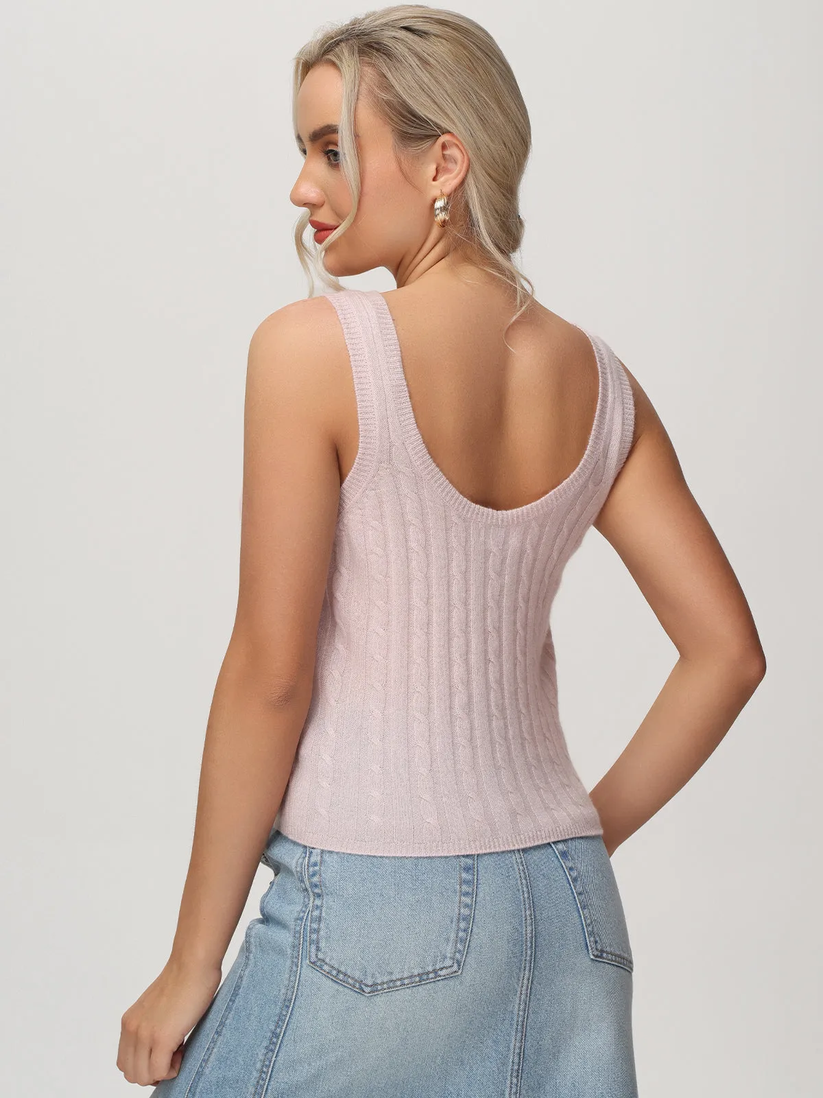 Cashmere Cable Crop Tank