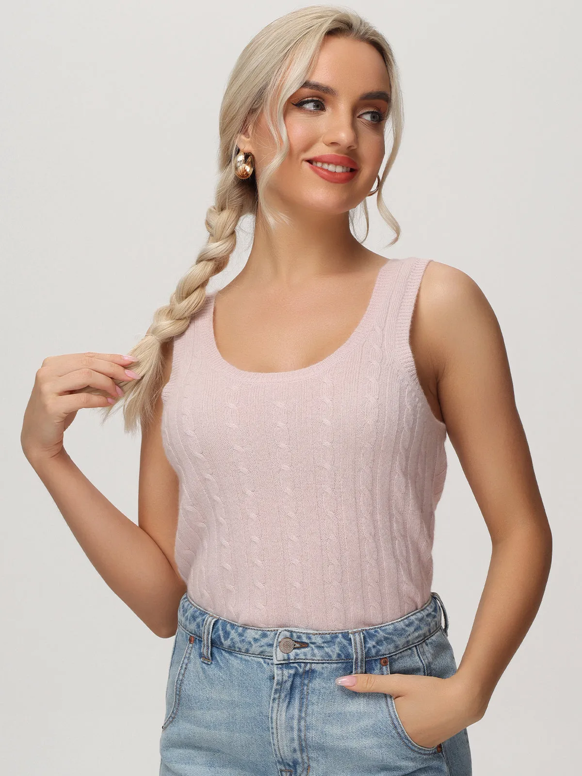 Cashmere Cable Crop Tank