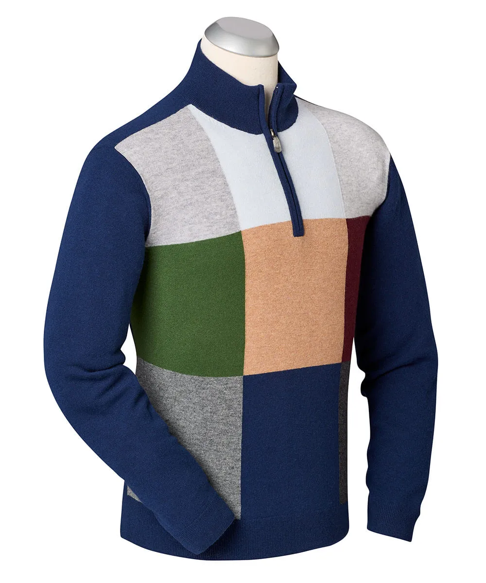 Cashmere Colorblock Quarter-Zip Sweater