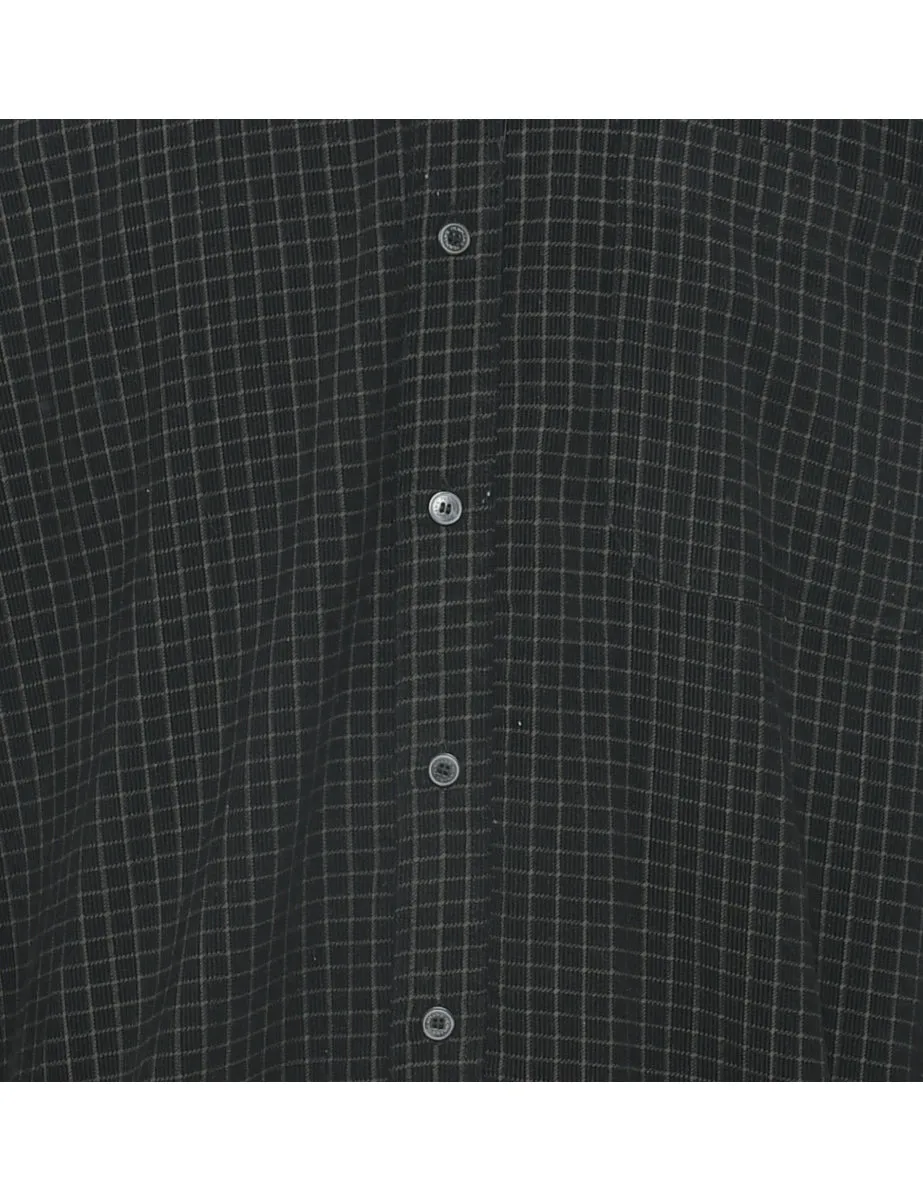 Checked Corduroy Fabric Shirt - M