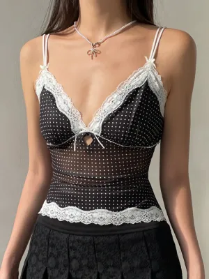 Chloie Polka Dot Lace Camisole