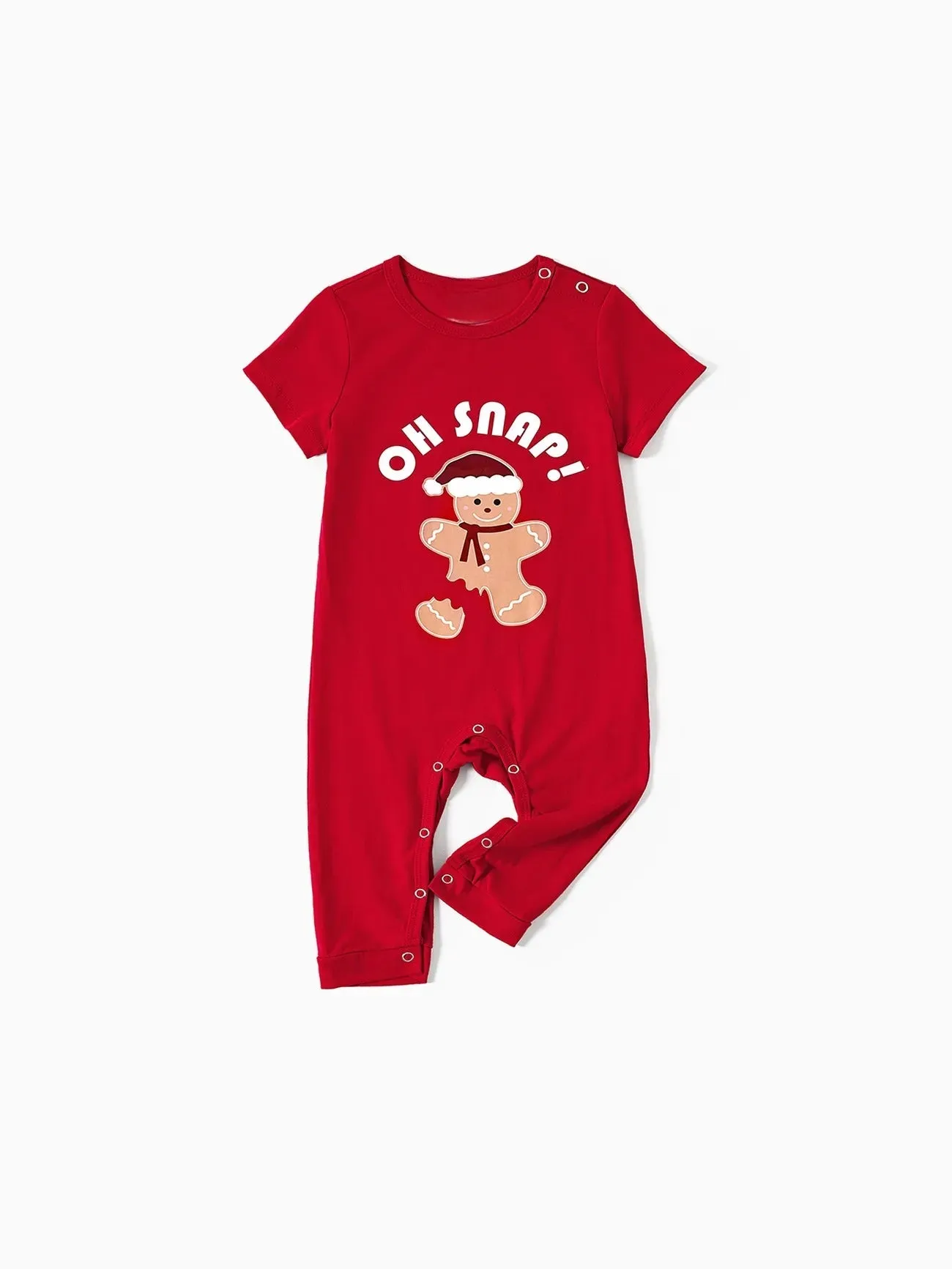 Christmas Family Matching Gingerbread Print Top And Plaid Pajama Set