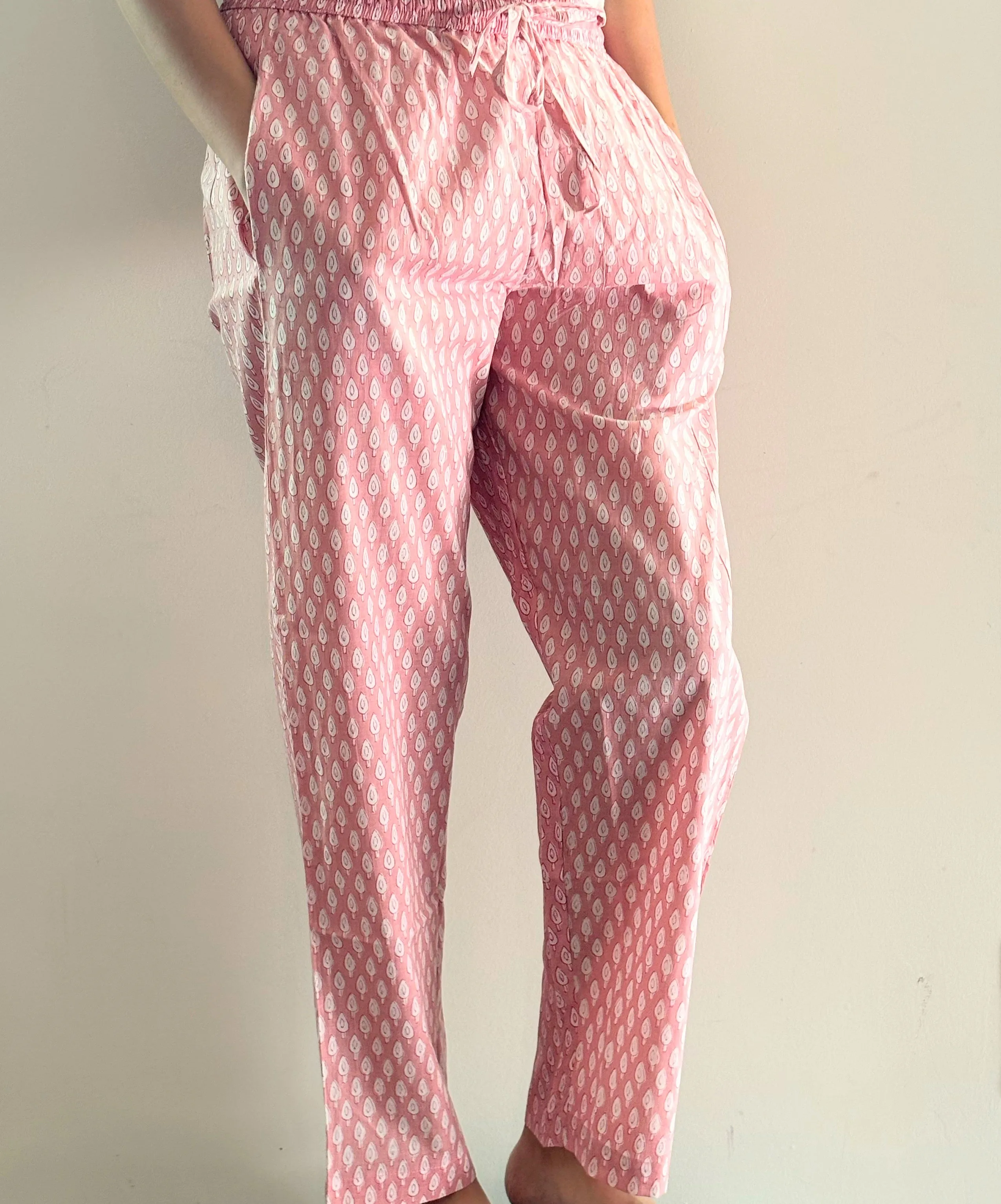 Cotton Pajama Pants Women - Blush Forest