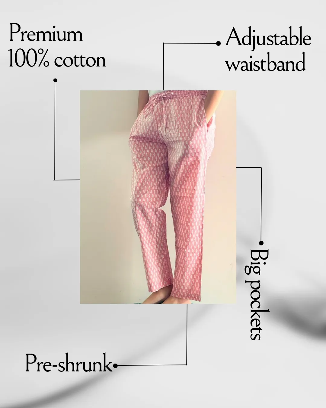 Cotton Pajama Pants Women - Blush Forest