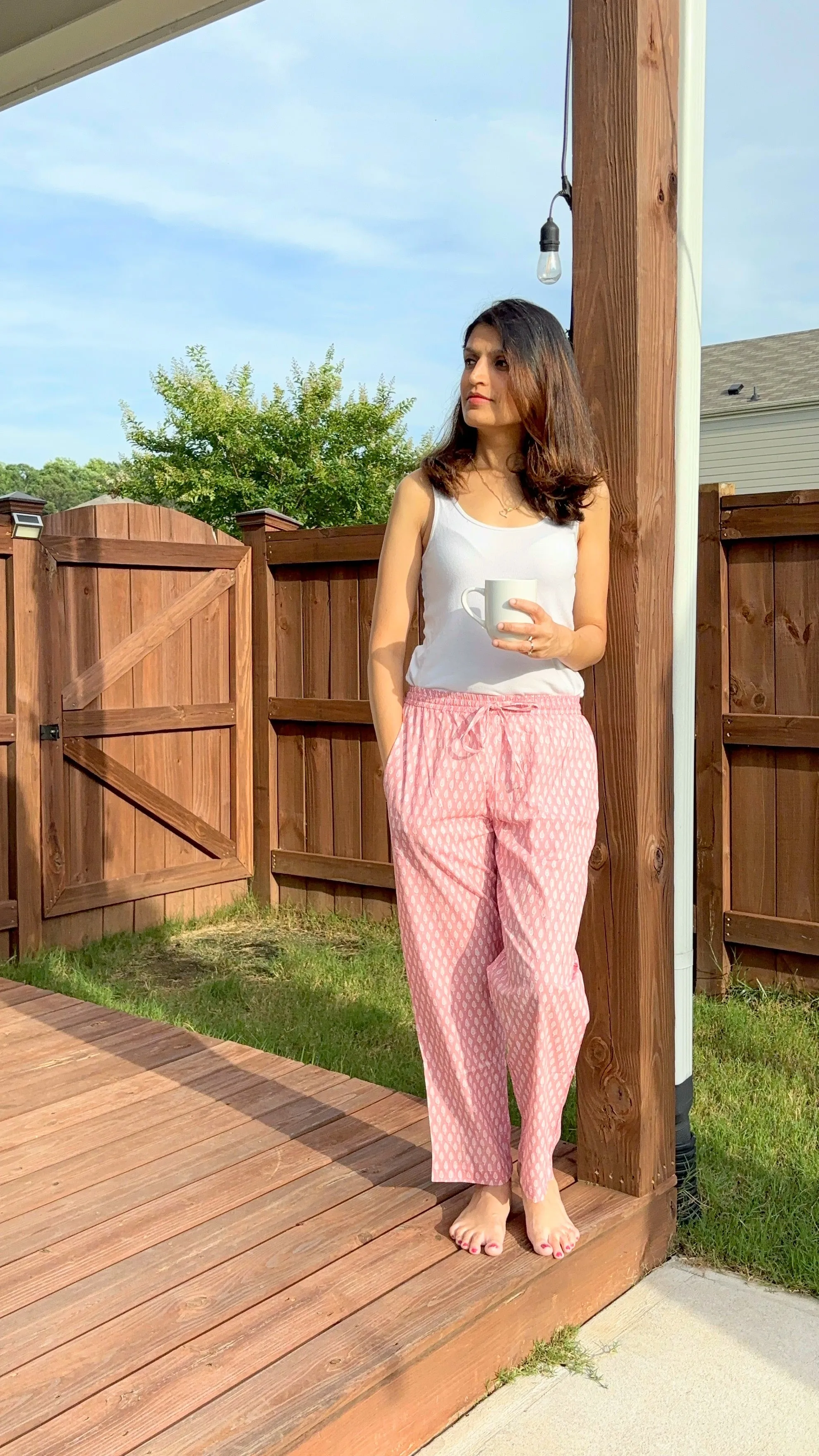 Cotton Pajama Pants Women - Blush Forest