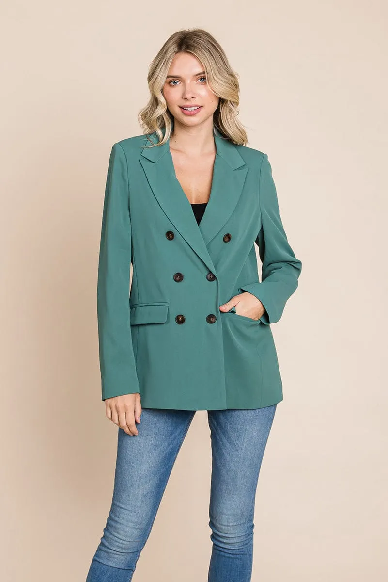 Double Breasted Lapel Collar Jacket Blazer