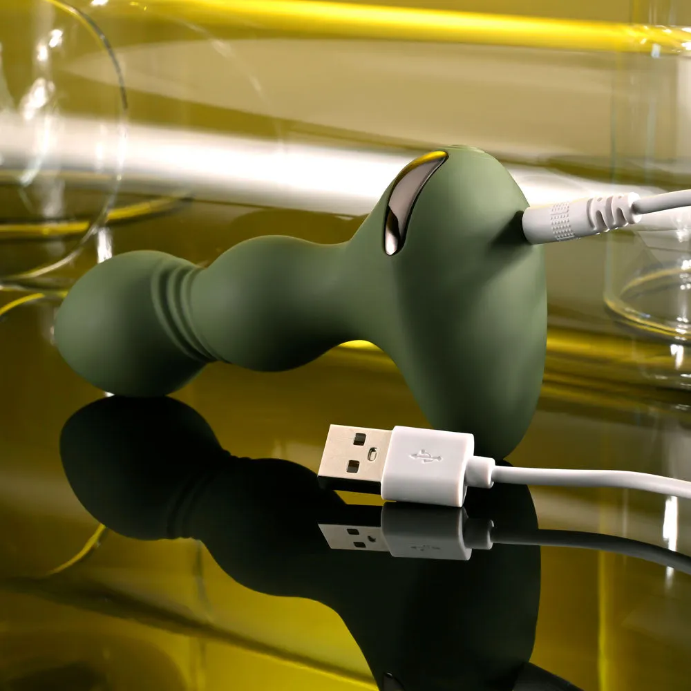 Evolved LIEUTENANT - Green 12.2 cm USB Rechargeable Vibrating Butt Plug