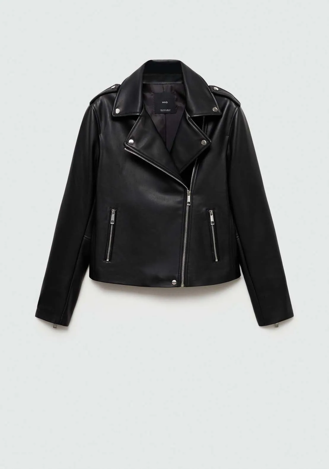 Faux-leather biker jacket - Black