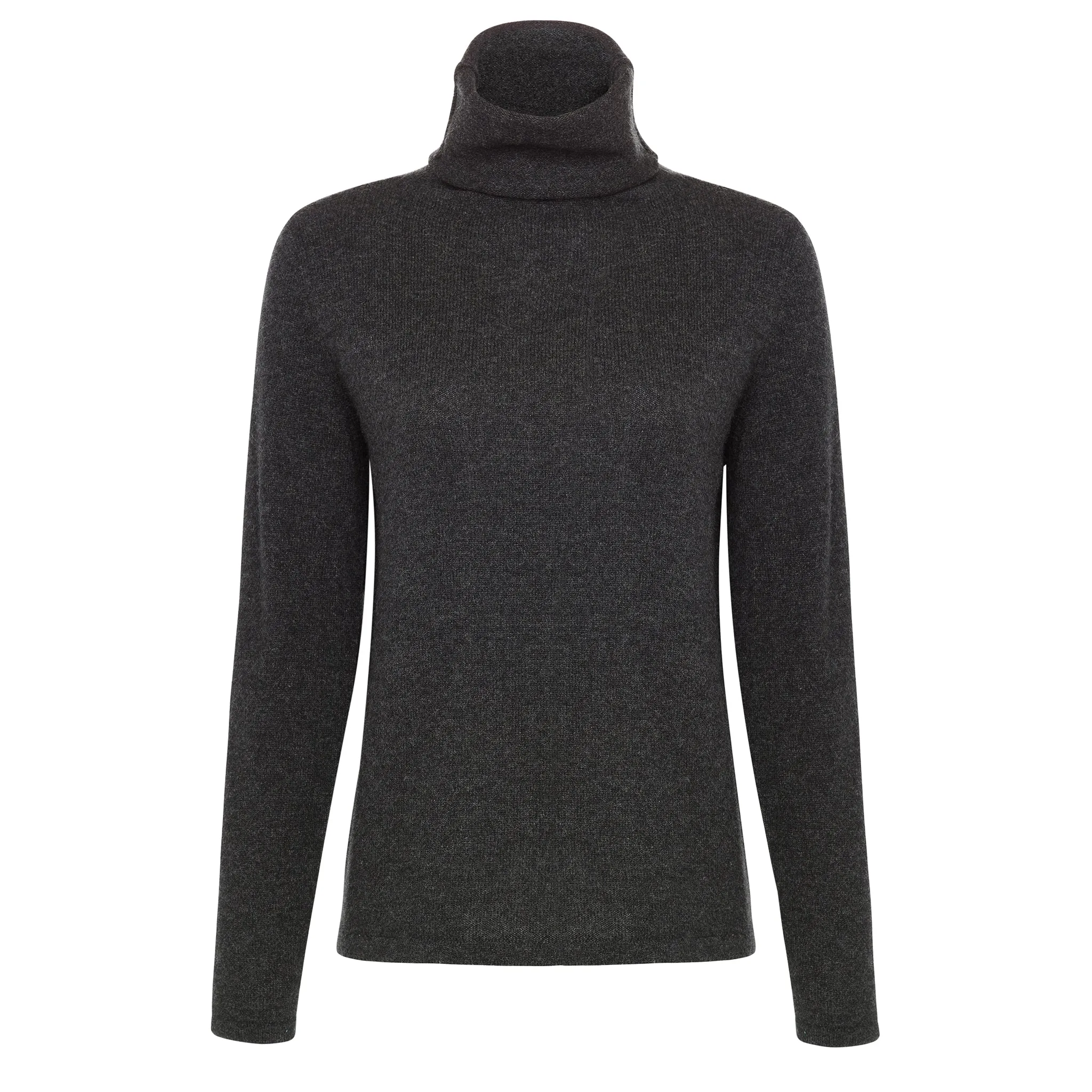 Flodden Cashmere Roll Neck - Charcoal Grey