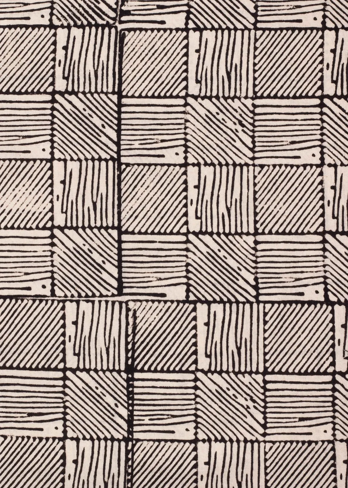 Hashed Lines Syahi Cotton Hand Block Printed Fabric