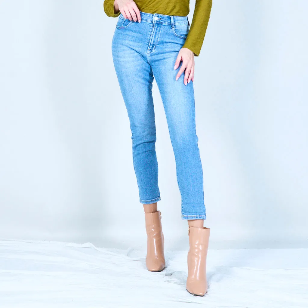 High-waist cropped denim pants wholesale