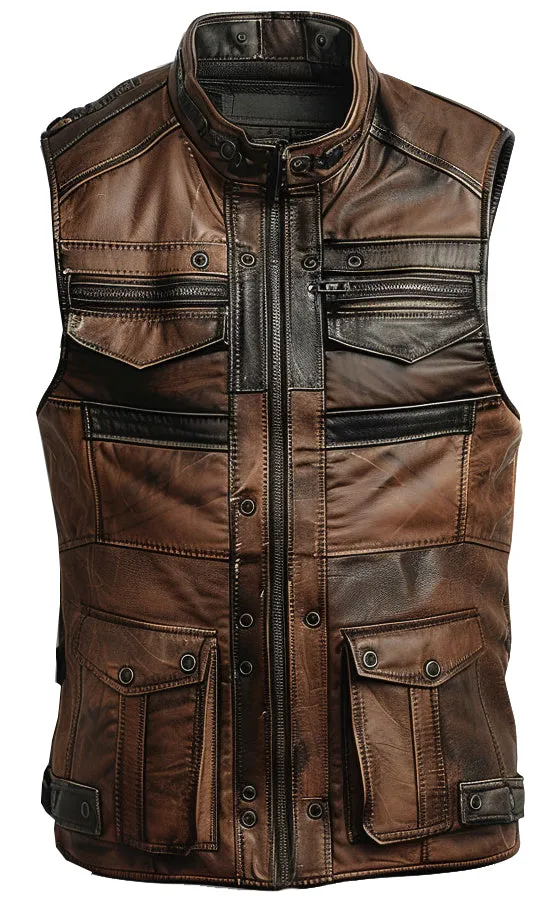 Jack Brown Distressed Leather Vest