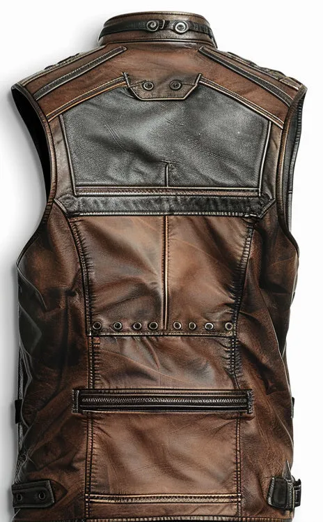 Jack Brown Distressed Leather Vest