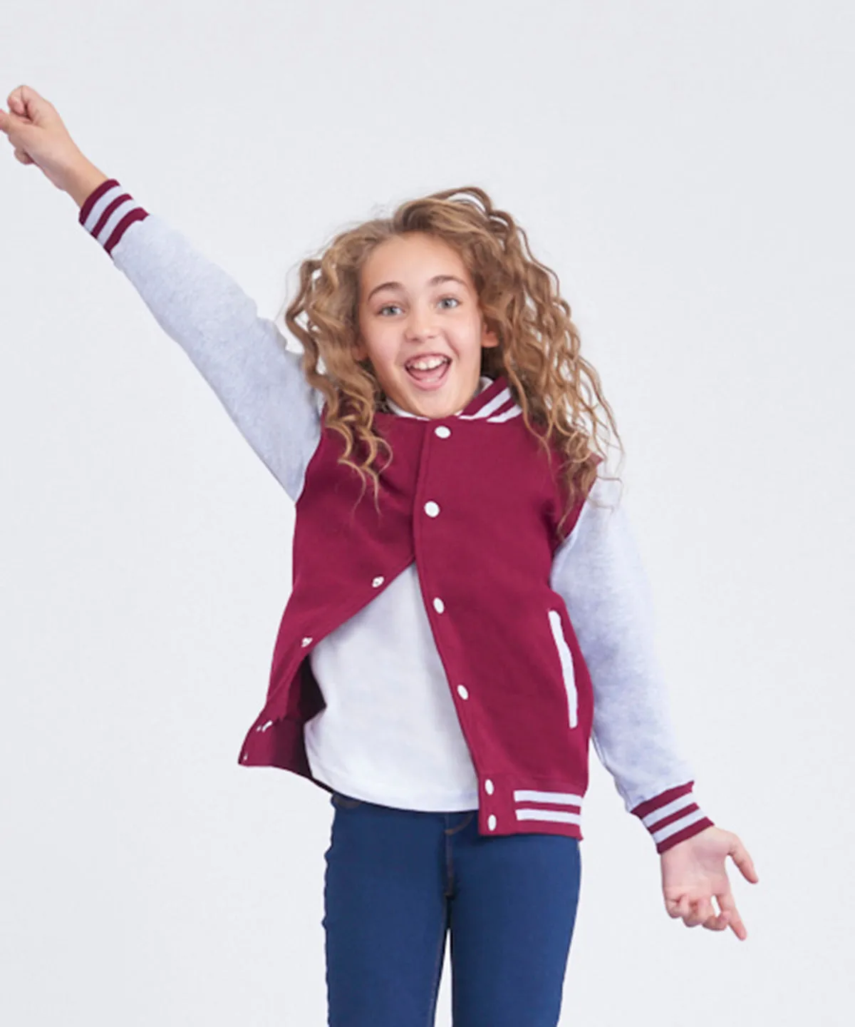 Kids varsity jacket | Burgundy/Heather Grey