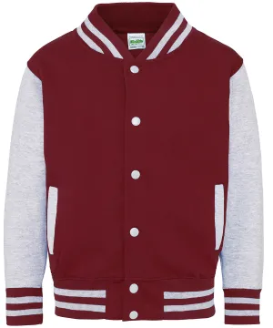 Kids varsity jacket | Burgundy/Heather Grey