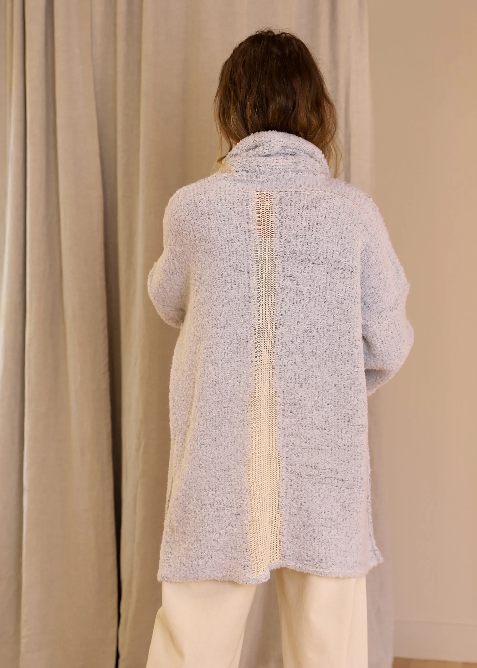 Kimono Sleeve Spinal Mesh Knit Coat