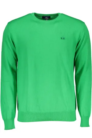 La Martina Green Cotton Men Sweater