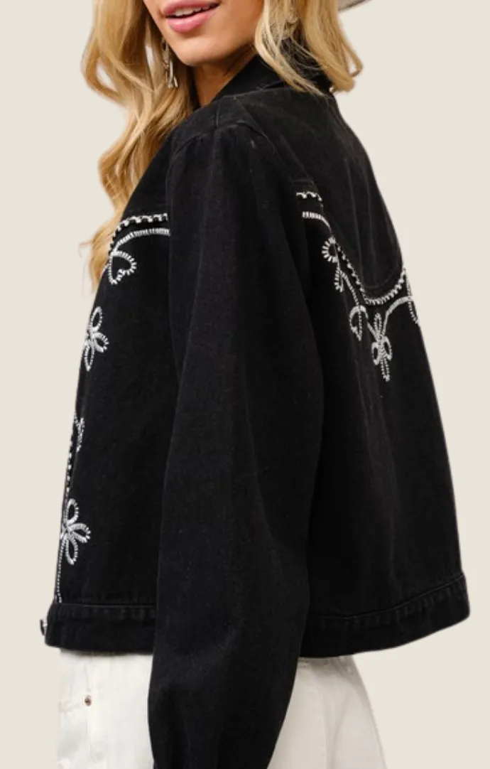 Leslie Washed Black Denim Jacket