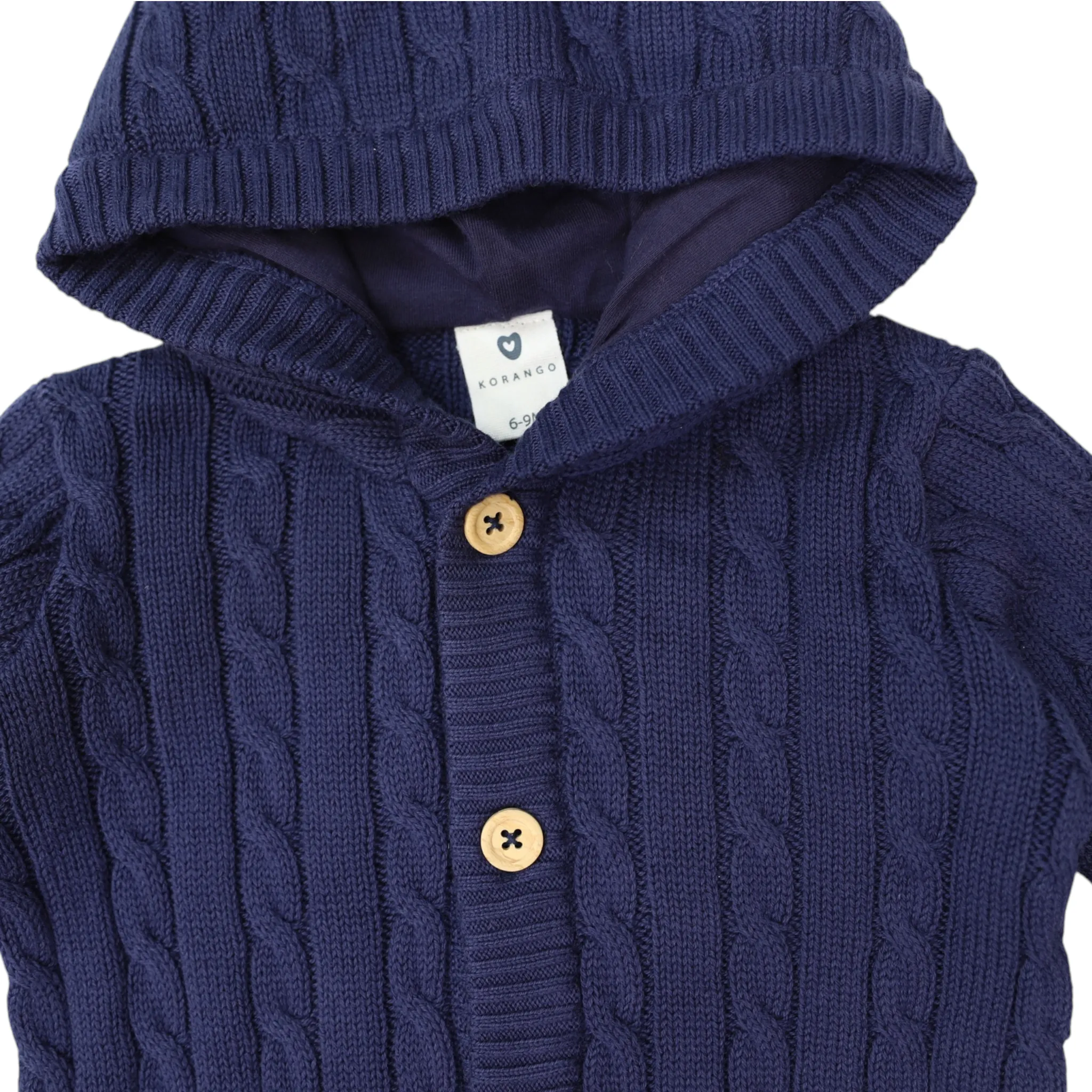 Lined Cable Knit Jacket Navy