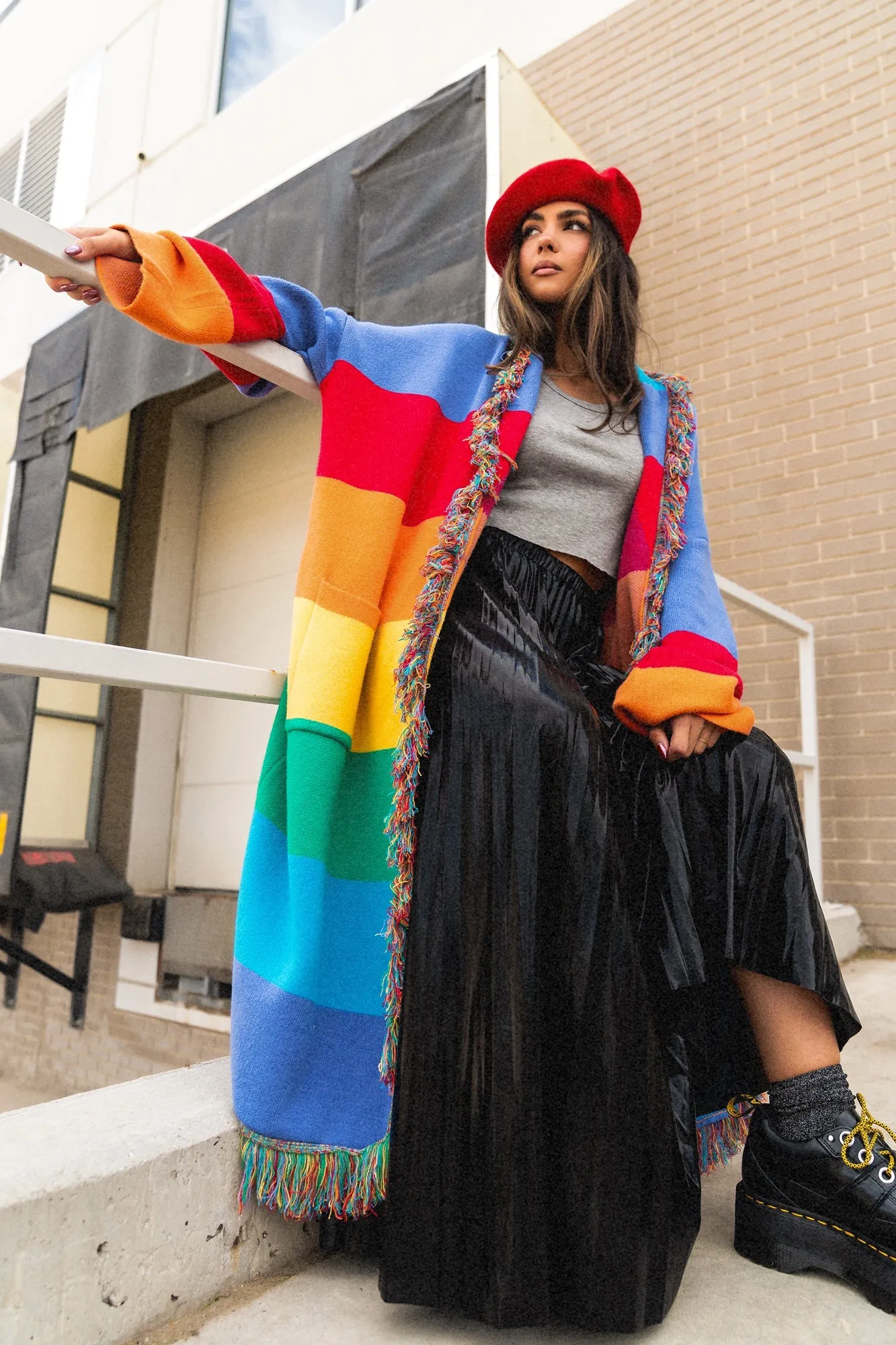 Luxe Fringe Blanket Cardigan in Chasing Rainbows