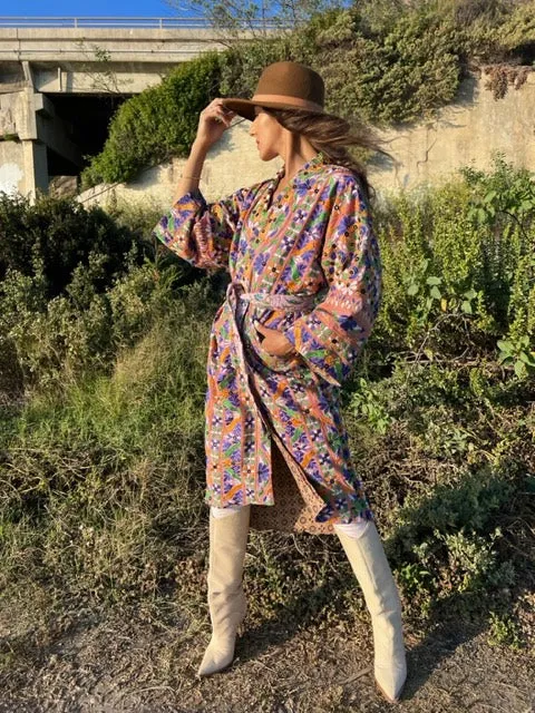 Mirrored/Mauve - Vintage Kimono Coat