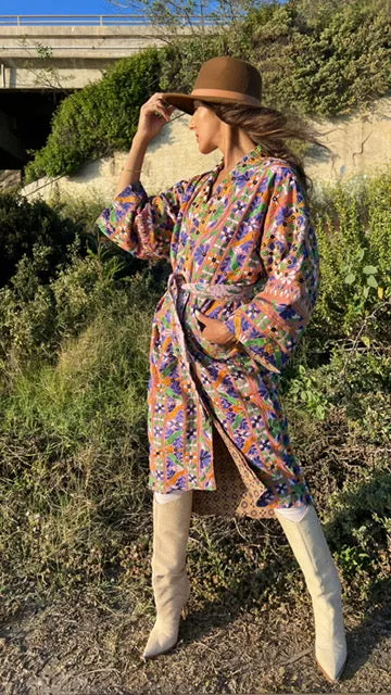 Mirrored/Mauve - Vintage Kimono Coat