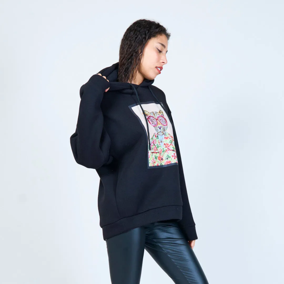 Modern hoodie with vibrant animal graphic wholesale