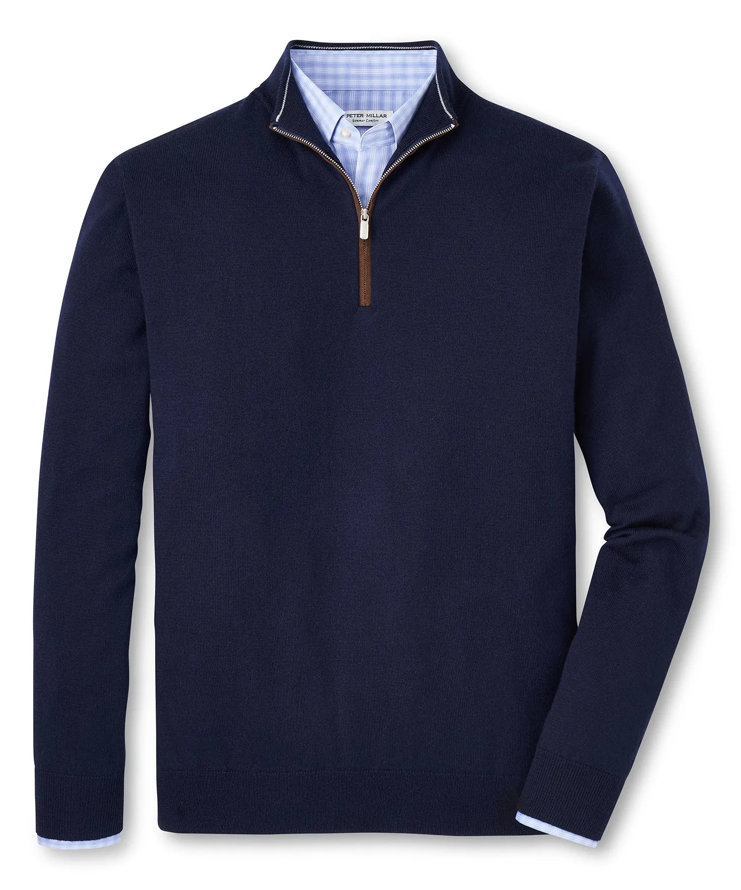 Peter Millar Autumn Crest Suede Trim Quarter Zip Pullover Sweater