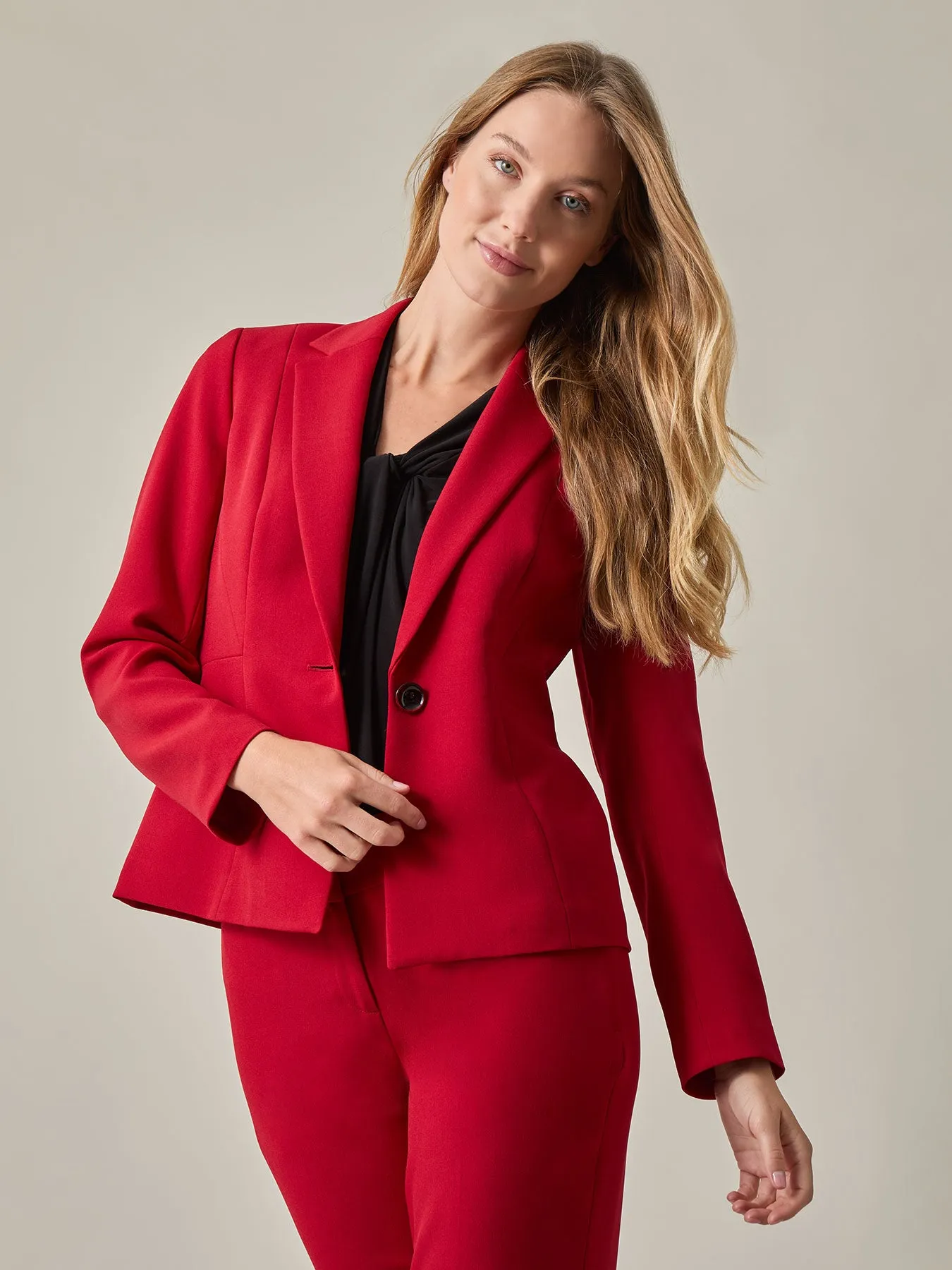 Petite One Button Jacket, Iconic Stretch Crepe