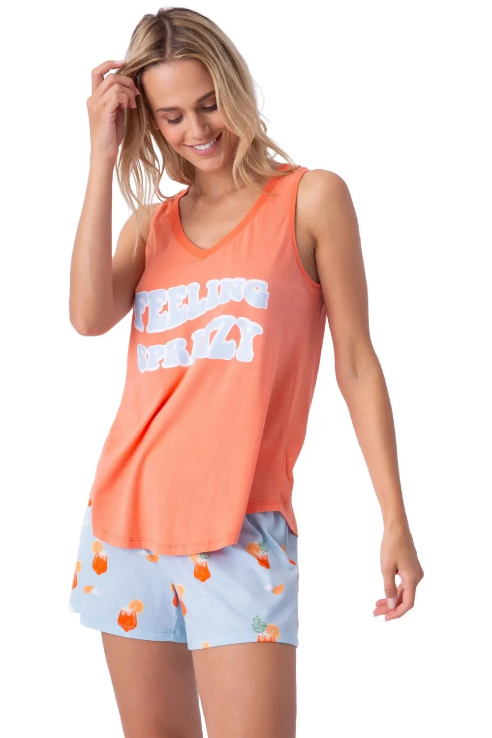 PJ Salvage Playful Prints Tank Top RHPLTK-ORANGE SPRITZ