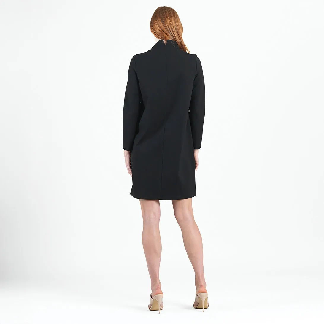 Ponte Knit - Funnel Neck Tunic Sweater Dress - Black - Final Sale!