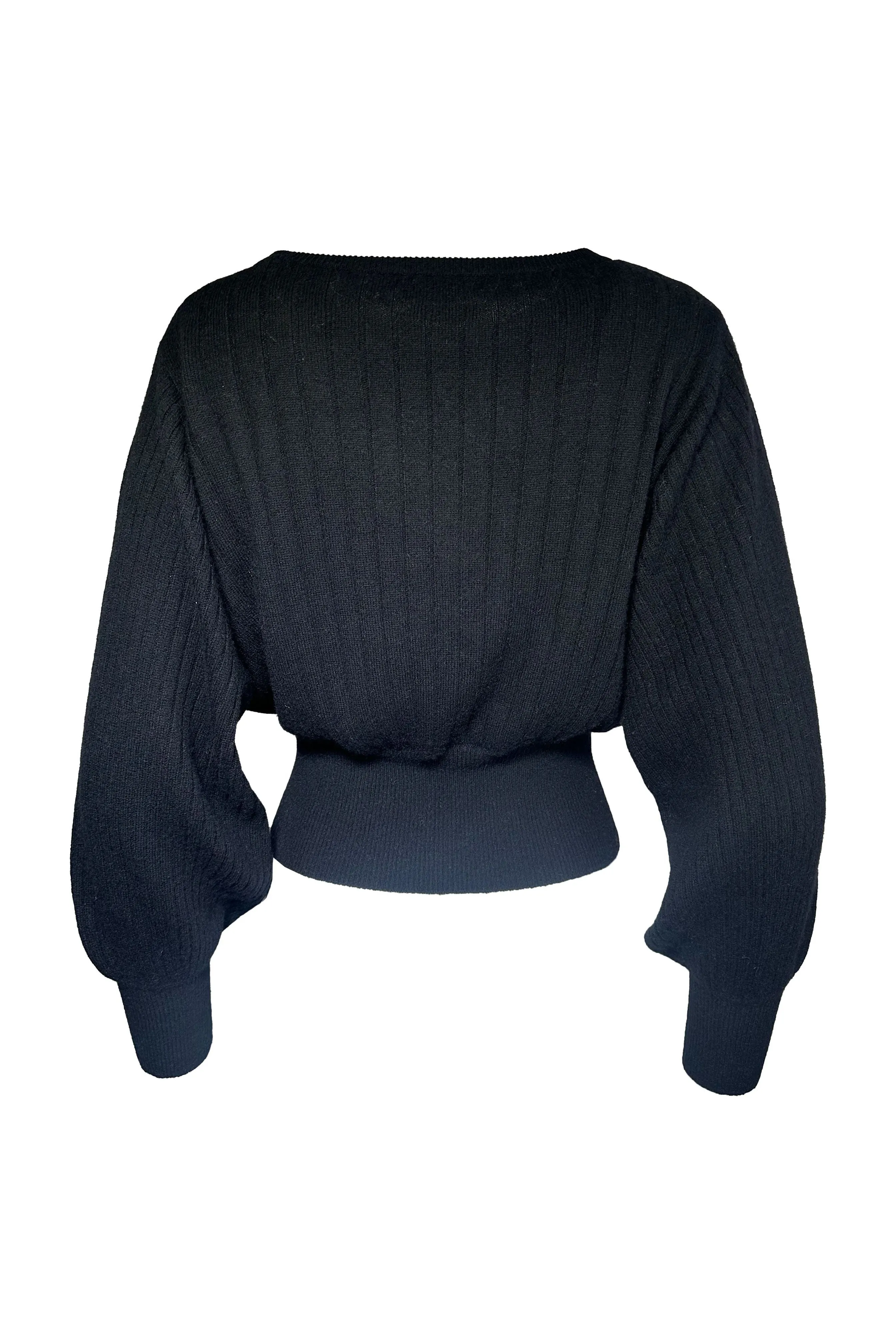 Robertson Madison 100% Cashmere Prauge Lux Balloon Cropped Sweater CCC24-007 | Black