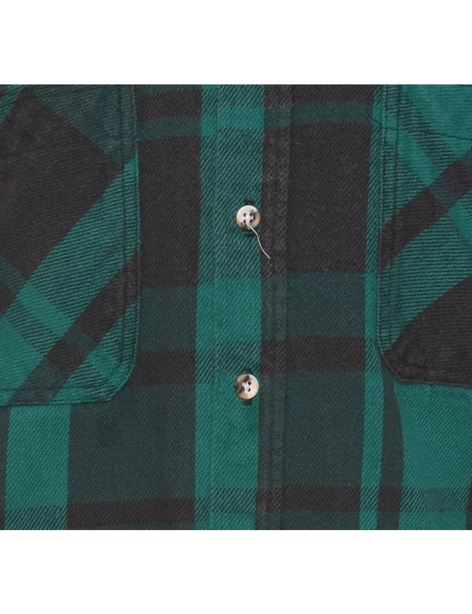 St. John Bay Checked Dark Green & Black Shirt - L