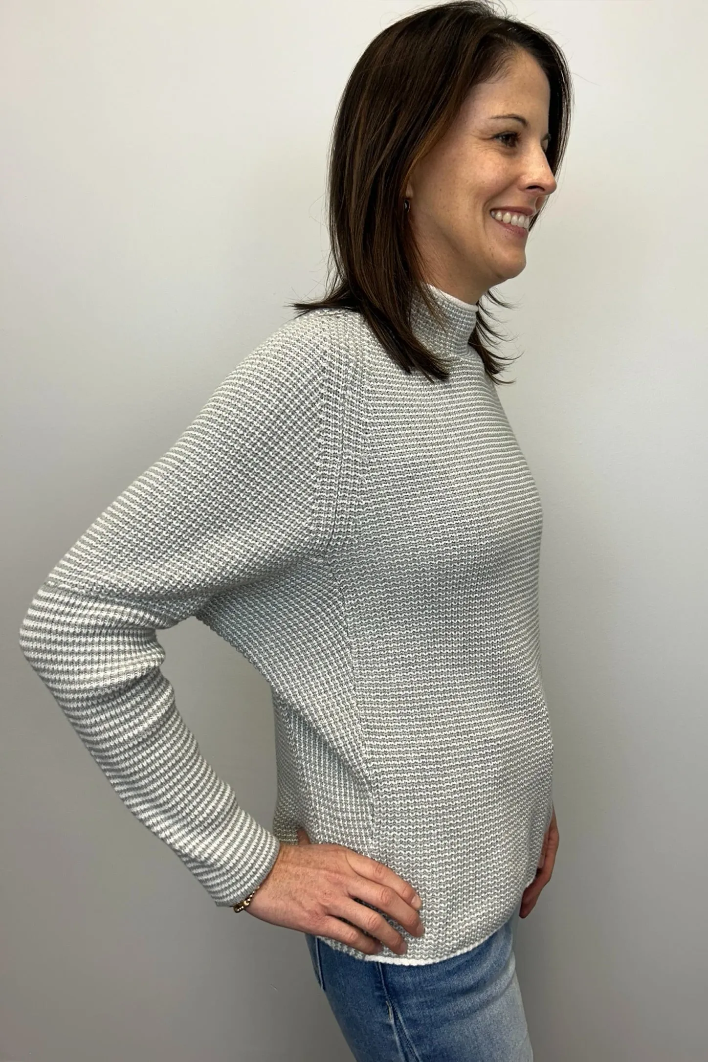 Tribal Long Sleeve Funnel Neck Sweater - Smokey Grey