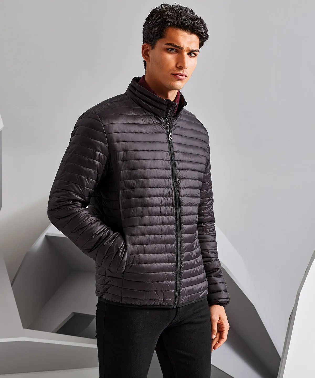 Tribe fineline padded jacket | Black