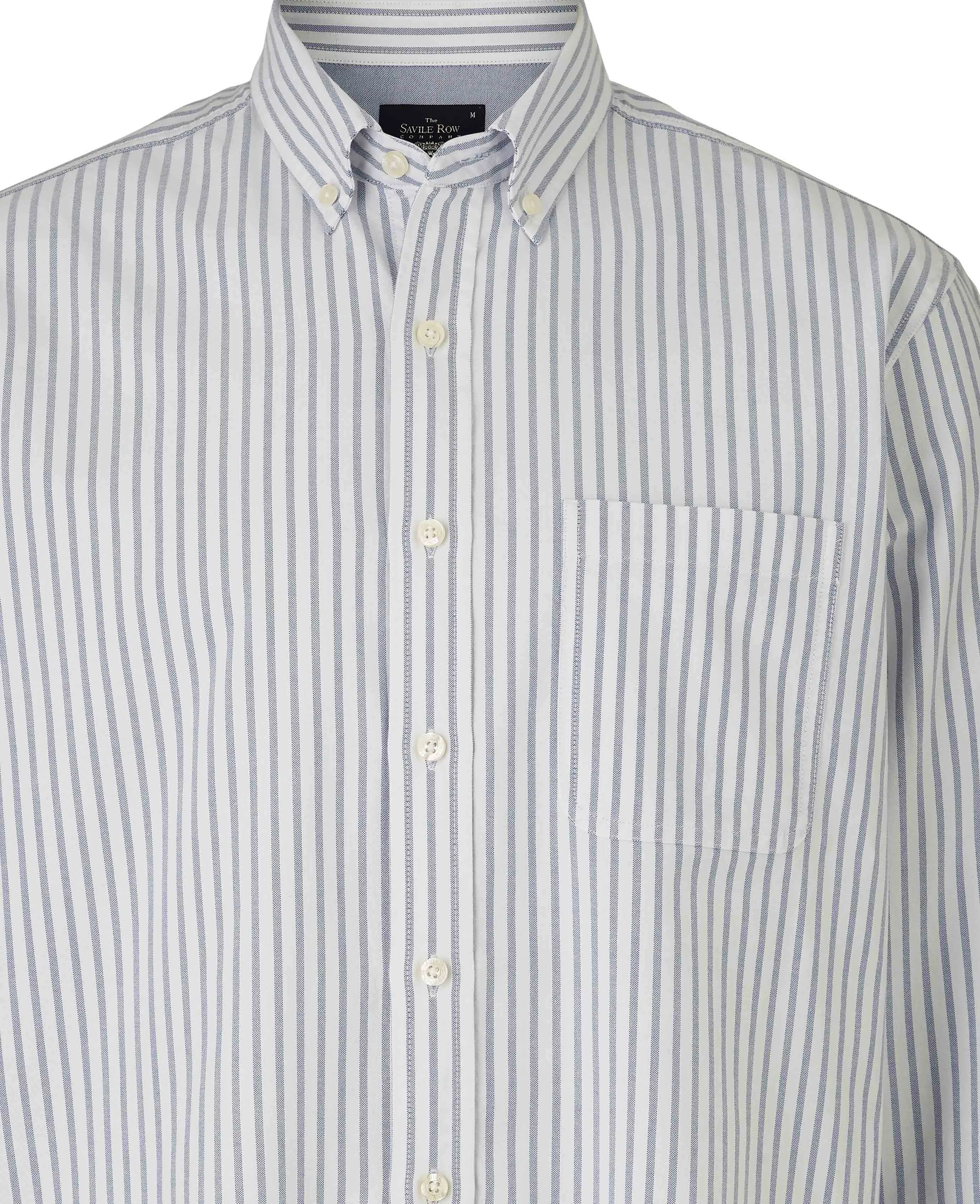 White Blue Stripe Classic Fit Oxford Shirt