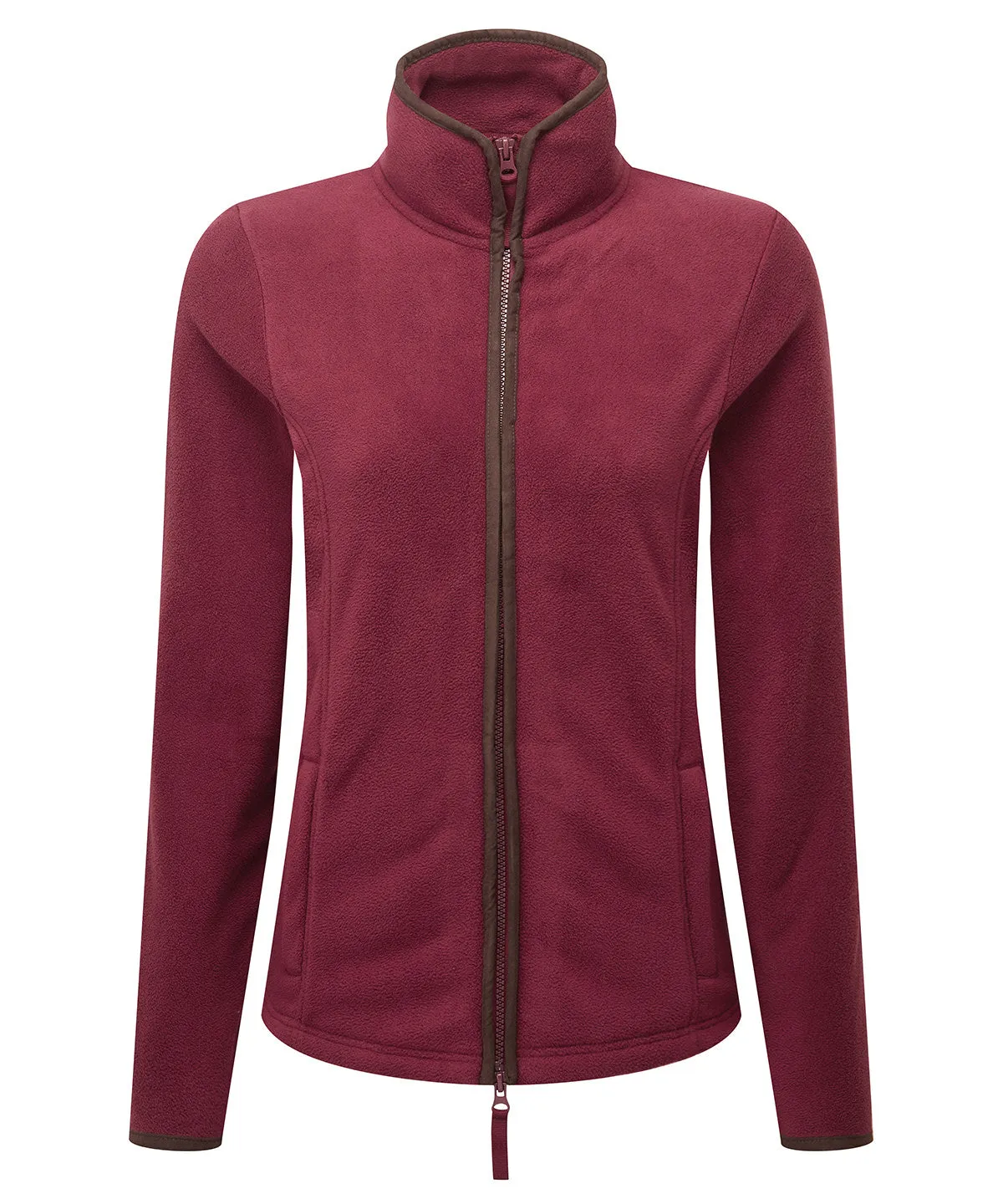 Womens artisan fleece jacket | Burgundy/Brown