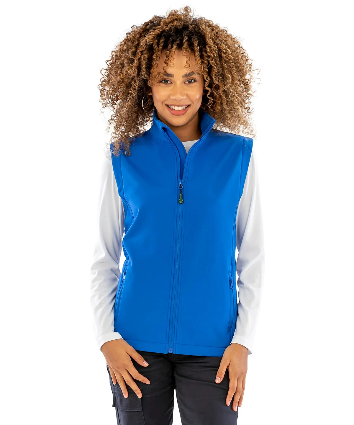 Womens recycled 2-layer printable softshell bodywarmer | Royal